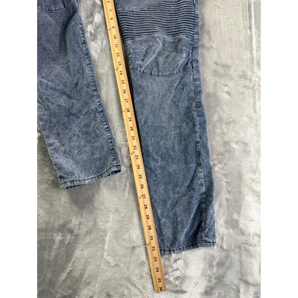EU 31 True Religion Geno Relaxed Slim Moto Corduroy Pants Blue Acid Wash Men's